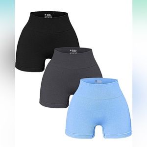 OQQ Womens 3 Piece Yoga Shorts Ribbed Seamless High Waisted Athletic Shorts
